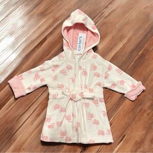 Carter’s Baby Girl Hooded Robe 0–9M Pink Sheep Print NWT